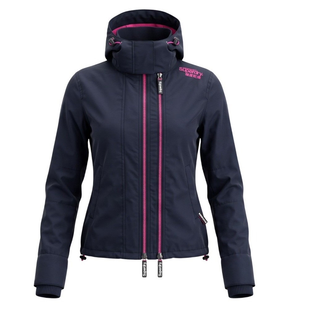 Superdry Windcheater Jacket Navy Pink Womens XS Hooded Ripstop G50ML051DR